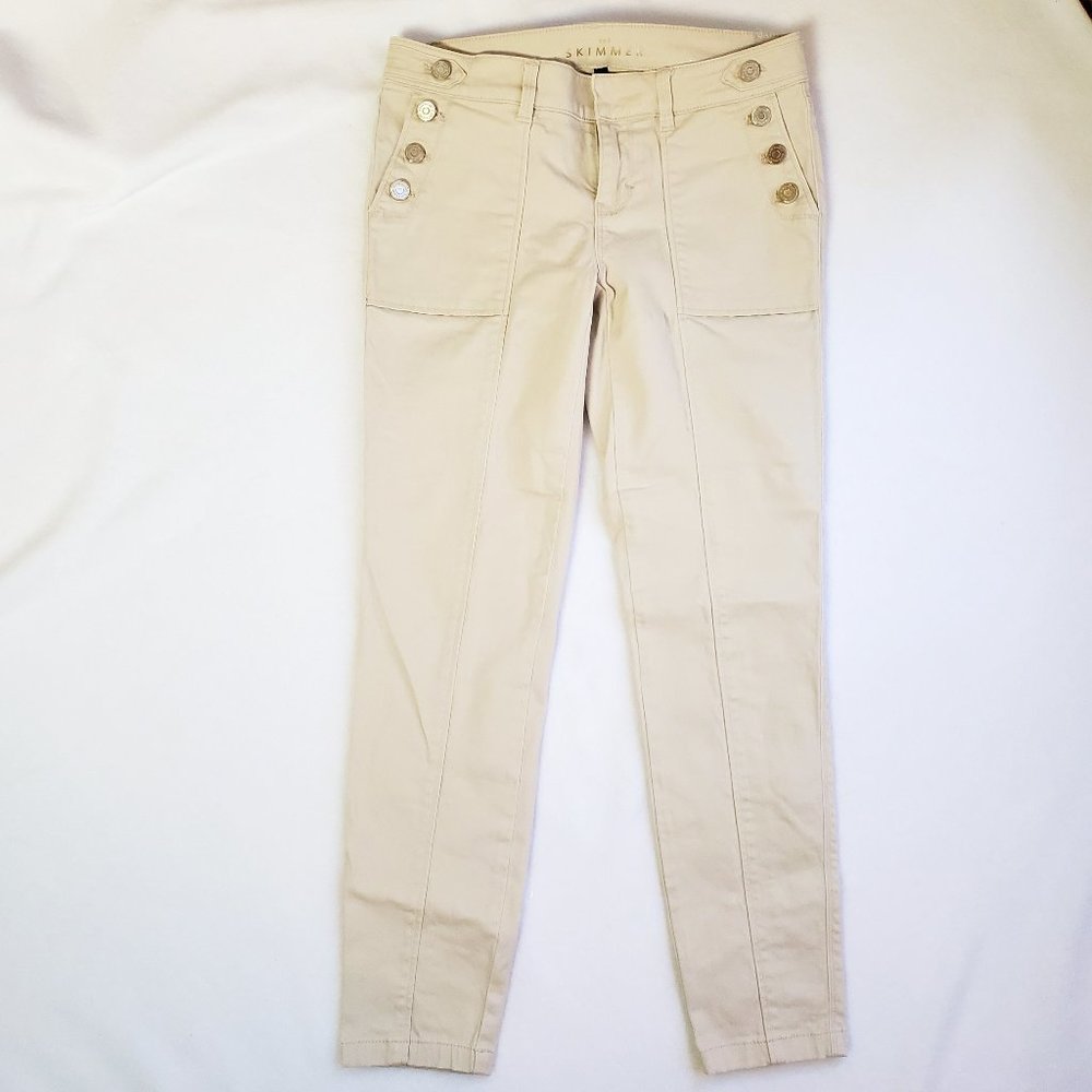 WHBM Womens Size 2 The Button Skimmer Stretch Ivory Ankle Slight Cropped